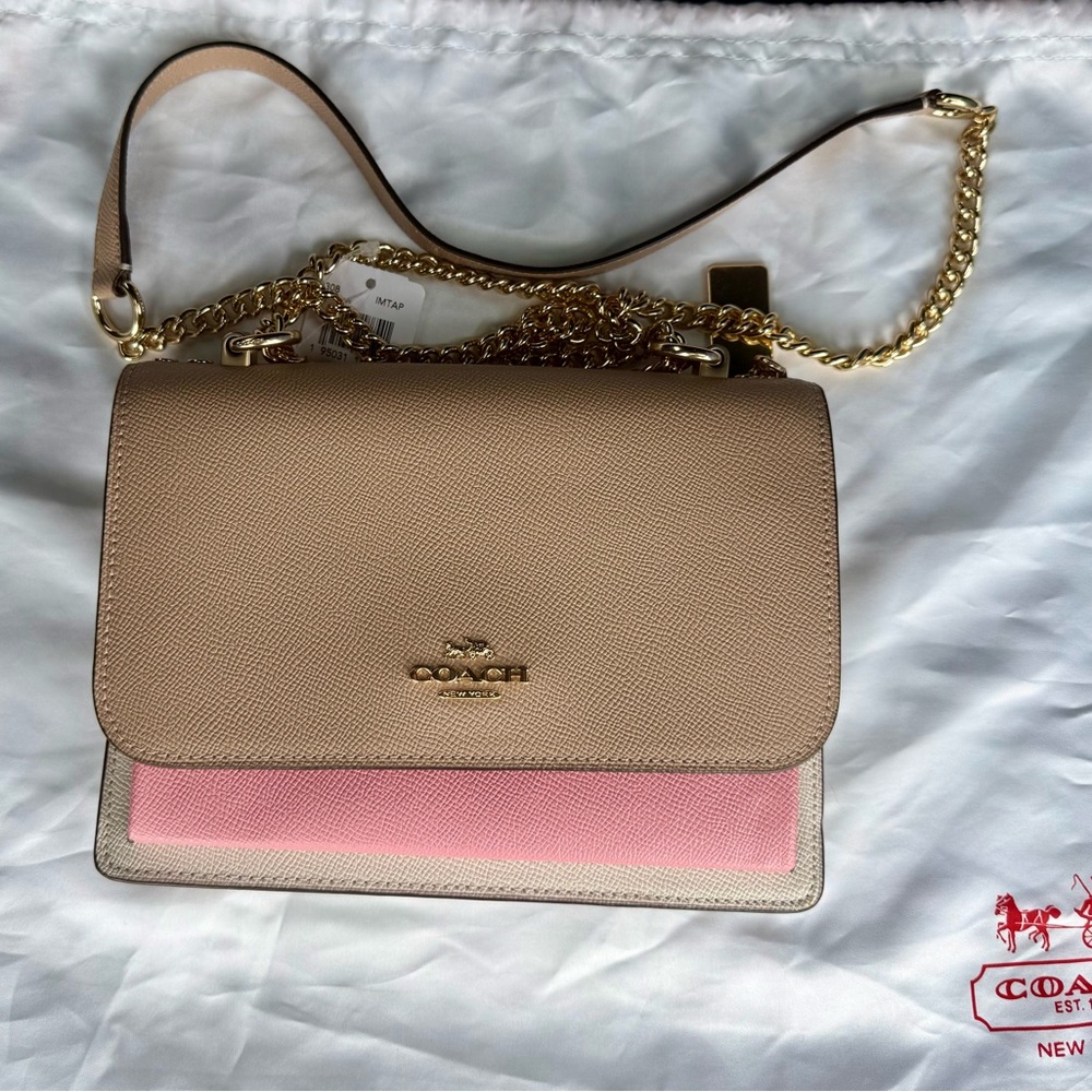 Coach Klare Tan and Pink crossbody